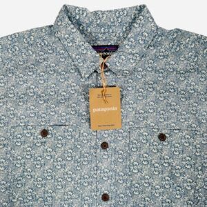 Patagonia Back Step Shirt Mens Small Still Blue Hemp Cotton 53139 NWT